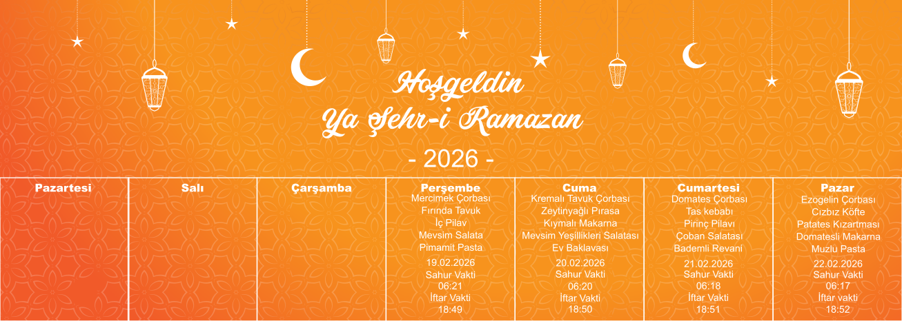 Ramazan Menüsü 1.Hafta - 2026