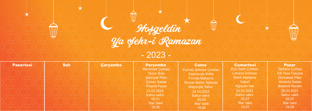 Ramazan Menüsü 1.Hafta - 2023